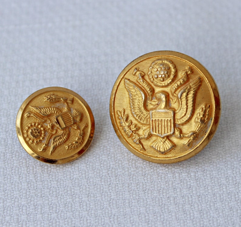 Vintage Brass Military Uniform Buttons Waterbury Co Swank Etsy