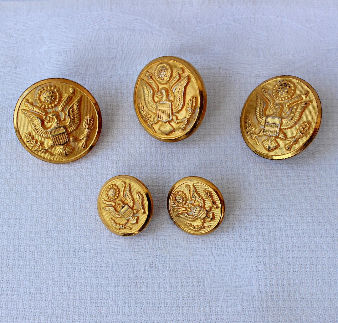 Vintage Brass Military Uniform Buttons, Waterbury Co, Swank Inc, Militaria Collectibles Etsy