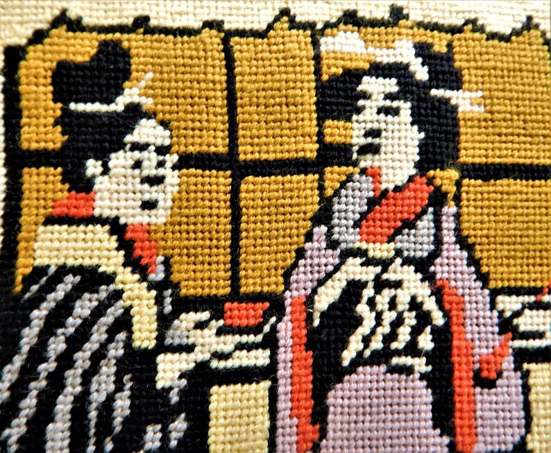 Oriental Geisha Girls Wool Needlepoint Finished Canvas Picture Etsy
