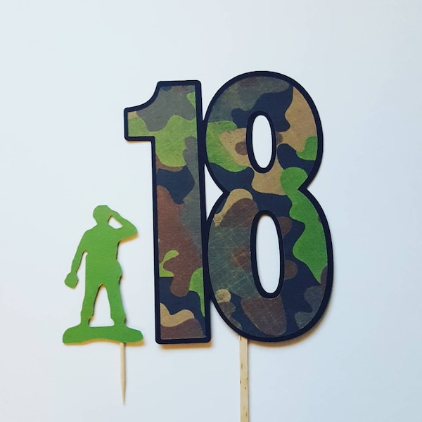 Army Guy Cake Camo Topper Two Piece ! Military Army Birthday Party or Going Away Party! Army Guy! Any Age