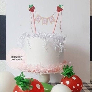 Strawberry Butting Cake Topper!! Strawberry Blossom! Berry Cute! Strawberry short cake! berry sweet first birthday smash cake strawberries