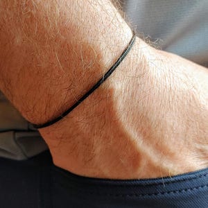 Minimalist Black Cord Bracelet, Waterproof Unisex Rope, Custom Size