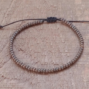 Mens Matte Copper Seed Bead Bracelet, Waterproof Cord