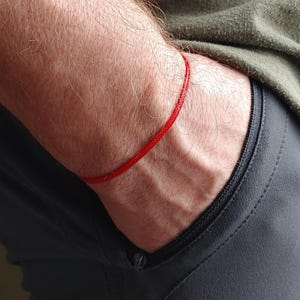 Red String Bracelet for Men, Adjustable Waterproof Surfer Bracelet, Red String of Fate, Thin Red Cord, Kabbalah Bracelet