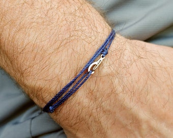 Men's Surfer Bracelet, Minimalist Navy String Bracelet, Waterproof Rope Bracelet, Thin Cord Bracelet Gift for Men & Women, Outdoor Bracelet