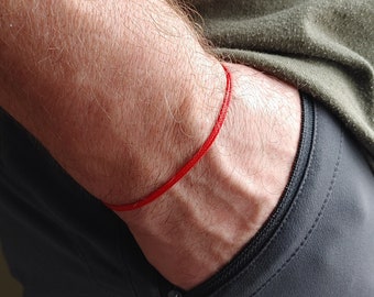 Red String Bracelet for Men, Adjustable Waterproof Surfer Bracelet, Minimalist Rope Bracelet, Mens Gift Thin Red Cord Bracelet