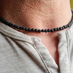 Men's Black Lava Necklace or Choker, Essential Oil Diffuser Jewelry