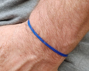 Minimalist Bracelet for Men, Adjustable Waterproof Surfer Bracelet, Simple Blue String Bracelet, Men's Thin Cord Bracelet