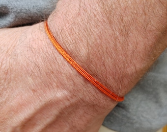 Minimalist String Bracelet for Men, Adjustable Waterproof Surfer Bracelet, Simple Orange Cord Bracelet, Men's Thin Rope Bracelet Gift
