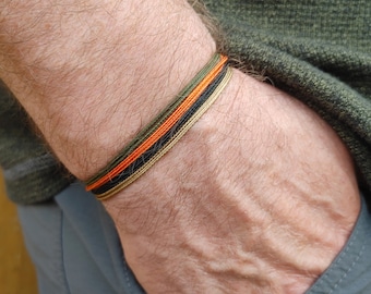 Set of 4 String Bracelets for Men in Woodland Colors, Four Minimalist Earthy Bracelets, Adjustable Thin Surfer Bracelet Set, Men's Gift