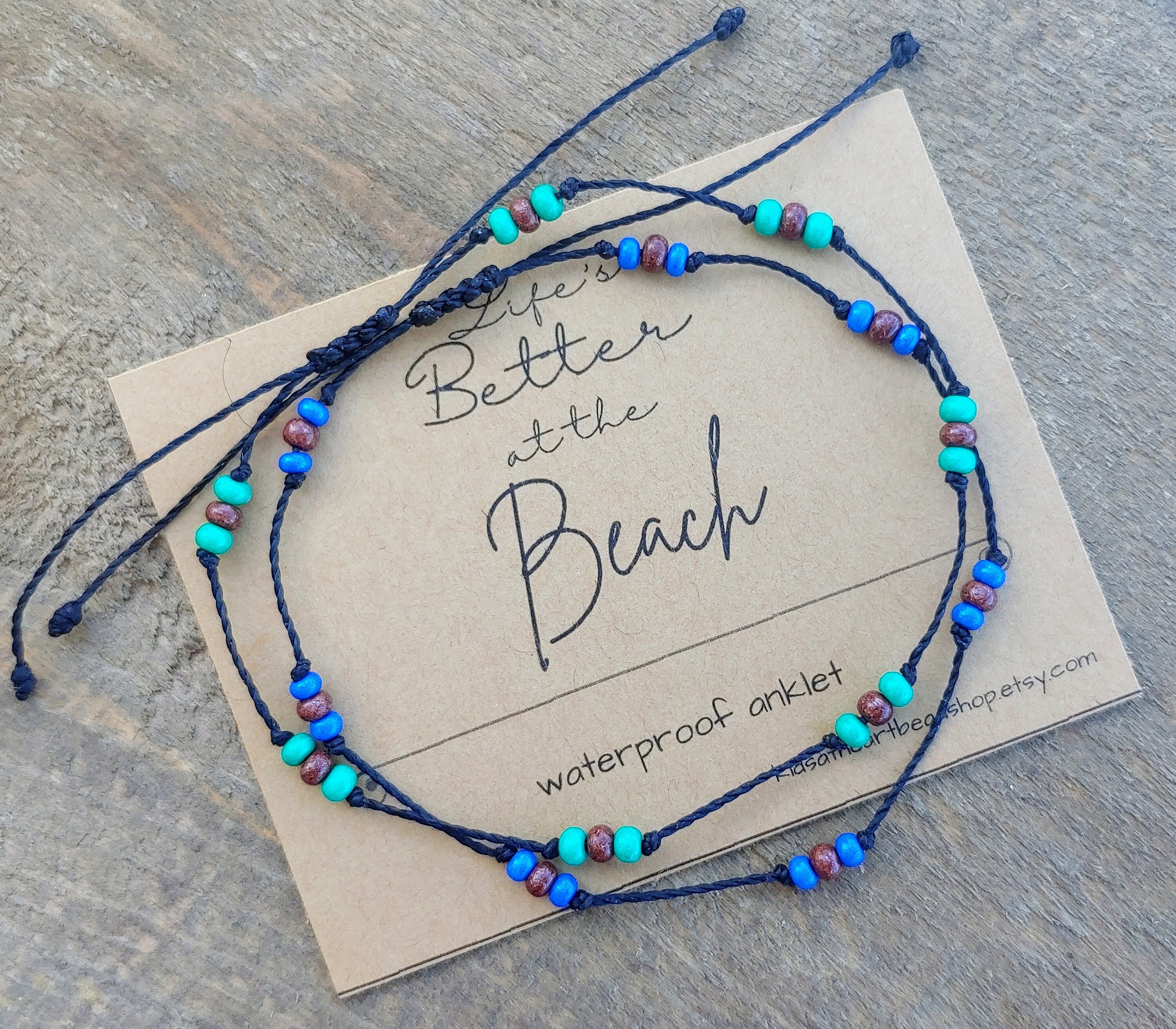 Waterproof Beach Anklet Adjustable Beaded Anklet Womens Etsy