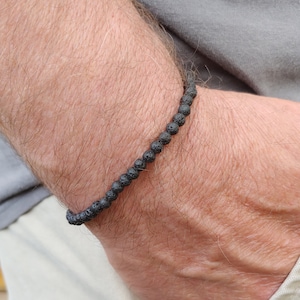 Mens Black Lava Bracelet,  Simple & Masculine, Small Lava Beads