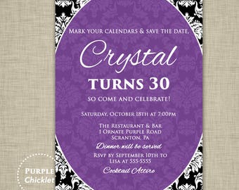 Sixty and Fabulous 60th Birthday Invitation Purple Black and | Etsy