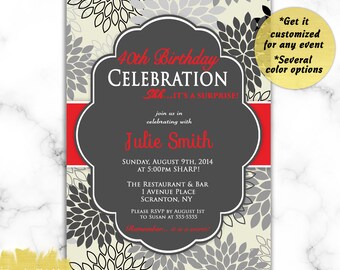 Purple 80th Birthday Invitation Thank You Card SET option | Etsy