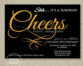 50th birthday invitation surprise dinner party invitation pink etsy surprise 50th birthday invitations