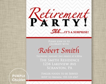 surprise retirement party invitation blue yellow and gray etsy