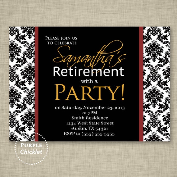 womans retirement party invitation damask formal holiday party etsy formal retirement invitation