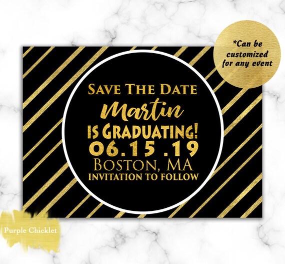 gold save the date graduation celebration announcement gold and black stripes graduation party save the date pencil us in printable 6 celebration announcement