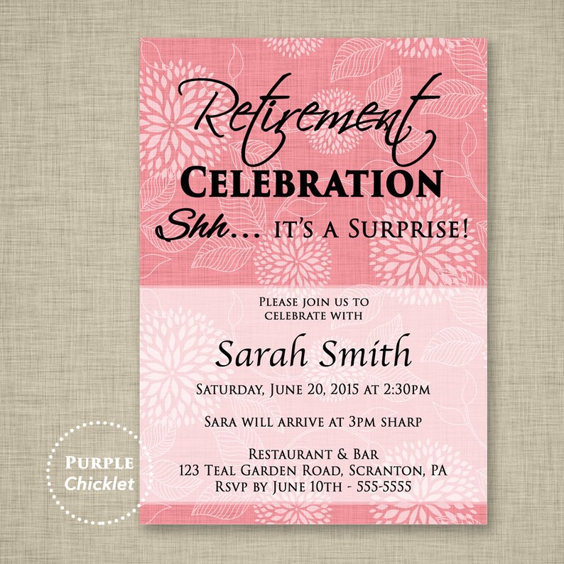 Pink Surprise Retirement Party Invitation Pink Adult Party Etsy
