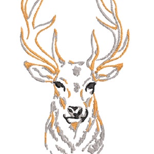 Machine embroidery file is a gold and silver deer head pattern