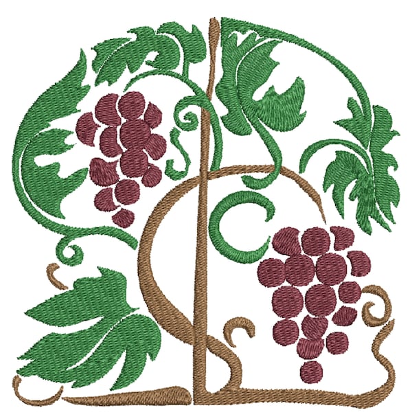 Fichier numérique pour broderie machine motif pied de vigne avec raisin