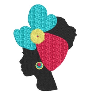 Digital file for machine embroidery African woman bust pattern