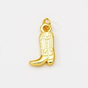 Cowboy Boot Charm, 24k gold filled cowboy boot charm for bracelet necklace DIY jewelry making supply western Texas inspired , GIFT CP2059
