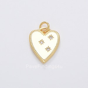14K Gold Heart Charm Medallion Pendant, Gold Necklace Pendant for Necklace Bracelet Charm Component Supply, 14mm, CP1296