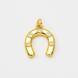 Dainty Horseshoe Charm in Gold Filled Cubic Lucky Charm Pendant, Horse Shoe for Necklace Bracelet Earrings Jewelry Making Supply, CP2066