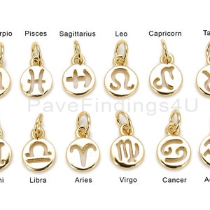 Dainty Zodiac Sign Charm, Gold Filled Over Brass Zodiac Charm, Zodiac Bracelet, Zodiac Pendants, DIY, Jewelry Making, 12x7mm, CP402