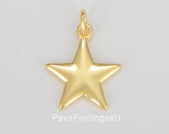 Mini dijes de estrella dorados de doble cara para collares, pendientes, pulseras, bisutería, joyería celestial, 19 x 14 mm, CP1590