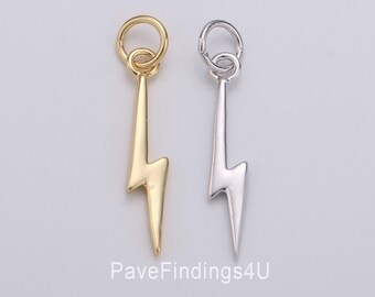 18K Gold Filled Lightning Bolt Charms, Silver Bolt, Wizard Charm, Thunder Pendant  Dainty Charm for Necklace Bracelet Earring Supply CP1117