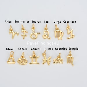 Ciondolo costellazione zodiacale in oro, ciondoli astrologici in ottone riempito in oro, ciondolo aggiuntivo per bracciale, collana, orecchini, CP1591