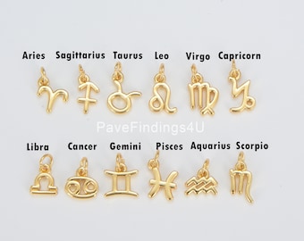Gold Zodiac Constellation Charm, Gold Filled Over Brass Astrology Charms, Add On Charm for Bracelet Necklace Earrings Supply Charm, CP1591
