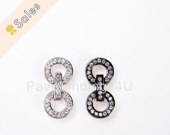 Runde Schnallenverschlüsse, Micro Pave Anhänger, Kupferverschluss, Micro Pave Perlen, Verschlussschnalle, Crystal Pave, Micro Pave Charms, 20 x 9 mm, CL273-E31102