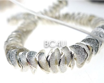 100pcs Silver Plated Wavy Corn Flake Disc Spacer, Potato Chip Copper Beads, Brushed Silver Plated Wavy Disks, 6/8/10/12mm- 100 / 500pcs