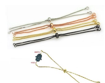 Slide Bracelet, Extender Chain, 18K Gold Sliding Adjustable Bracelet, Box Chain With Slider Clasp, Half Finished Slide Bracelet BR032
