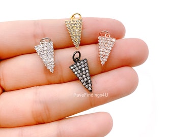 10 pcs Pave Diamond Spike Charm Pendant 925 Sterling Silver Charm,Pave diamond Finding,jewelry making supplies 12mmx3mm BulkLot DP027