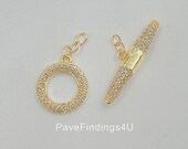24K Gold Clasps, Push in Closure Clasp Jewelry Findings for Necklace Making Supply, 26x6mm, CL246