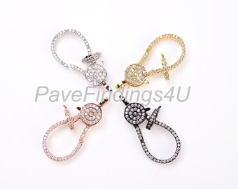 Pave Lobster Clasp Lobster Closure Antique Silver Micro Pave Enhancer Clasp Large CZ Clasp Pave CZ Clasp Antique Silver/&Brass;MPCEL00017