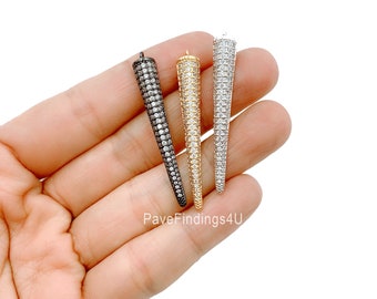 10 pcs Pave Diamond Spike Charm Pendant 925 Sterling Silver Charm,Pave diamond Finding,jewelry making supplies 12mmx3mm BulkLot DP027