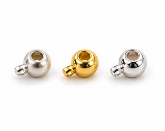 Gold Filled Round Crimp Bead with Loop, Shiny Silver and 925 Silver Finish Options, Smooth Metal Crimp Cover for Jewelry Making, DIY027
