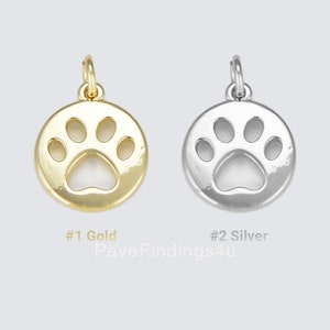 Ciondolo a forma di impronta di zampa in oro 18 carati, ciondolo a forma di impronta di zampa di cane/gatto, adorabile regalo per gli amanti degli animali domestici, ciondolo per collare di cane, 18 x 13 mm, CP1525