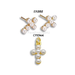 Ciondolo a forma di croce con perla delicata in oro 18 carati, ciondolo a forma di croce della fede, gioielli religiosi per la creazione di collane, 15 x 10 mm, CP1344