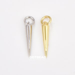 18K Gold Dainty Gold Spike Charms Drop Pendulum Pendant Stud Charm Minimalist Jewelry Supply Findings for Necklace Earring, CP1045