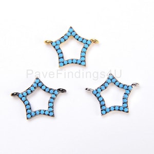 14K Gold Micro Pave CZ Star Connector, Pave Star, Star Stud Earrings, Star studs, Diamond Star, Pave Finding, 13x10mm, CN062