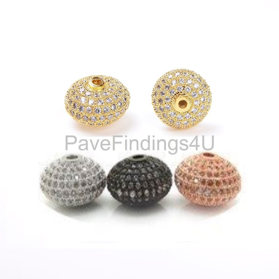 12mm/14mm CZ Rhinestone Roundel Rondelle Bead, CZ Micro Pave Roundel spacer beads, Donut/ Rondelle Bead,Cubic Zirconia, 1/2PCS, 12x8MM|BD706