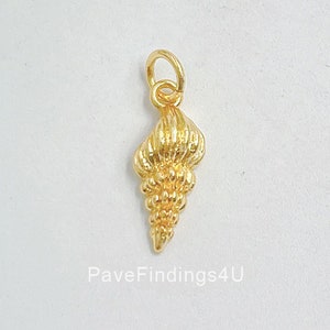 Ciondolo a forma di conchiglia in oro 18 carati, ciondolo estivo, ciondolo a forma di conchiglia di lumaca per collana, bracciale, orecchini, creazione di gioielli, 19 x 7 mm, CP1521