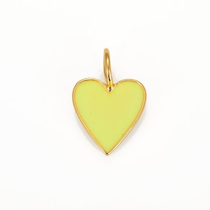 Ciondoli a forma di cuore al neon, ciondolo a forma di cuore in smalto per collana e orecchini, riempito d'oro su ottone, 14 mm, CP965