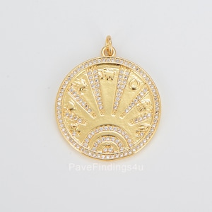 Nuova collana con ciondolo a forma di talismano con moneta portafortuna in oro 14K, ciondolo rotondo a disco in oro 14K, medaglione portafortuna per la creazione di gioielli con collana, CP1251